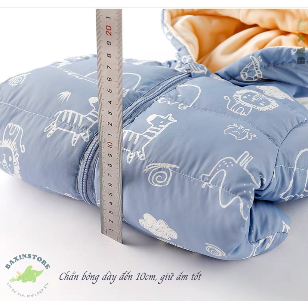 Áo phao mùa đông mũ tai gấu chần bông dày lót bông tăm cho bé trai bé gái size đại từ 2 đến 8 tuổi