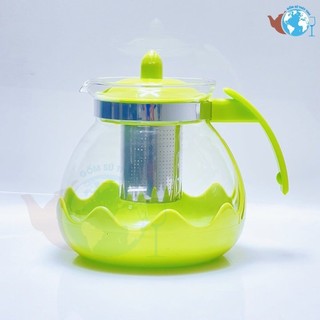 Bình lọc trà thủy tinh 1500ml sang trọng - có lỗ lọc trà inox - bình pha trà chế cafe tiện lợi 2in1
