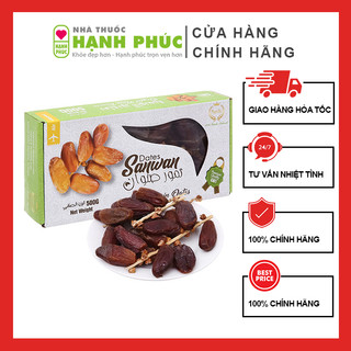 Chà Là Sấy Dẻo Nguyên Cành Dates Sanwan Tunisia hộp 500g