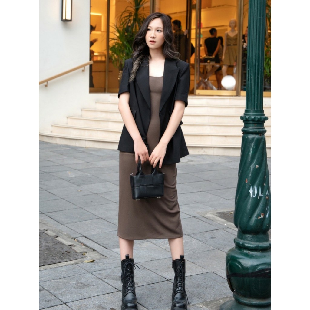 Váy len tăm body 2 dây, đầm len body dáng dài trơn nhiều màu