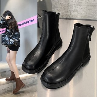 Bốt nữ lisa88 trơn da lì kéo khóa sau cá tính bot1