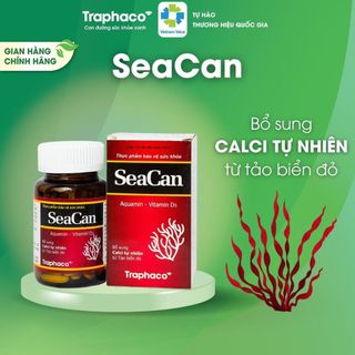 Canxi Chắc Khỏe Xương SEACAN Traphaco Bổ Sung Canxi Giảm Nguy Cơ Loãng Xương Từ Tảo Biển Đỏ Hộp 1 Lọ x 60 Viên Bao Phim