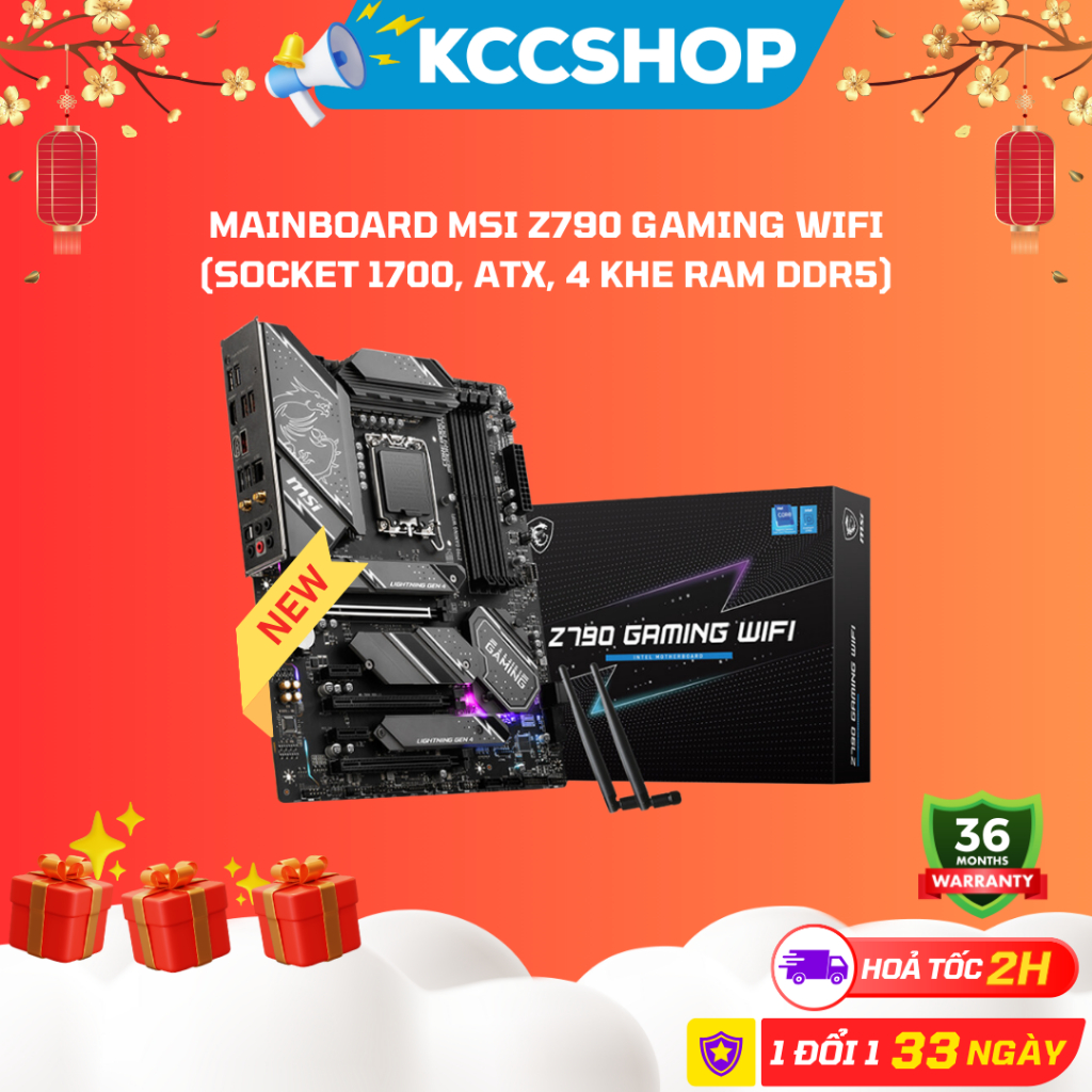 Mainboard MSI Z790 GAMING WIFI (Intel Z790, Socket 1700, ATX, 4 khe RAM DDR5)