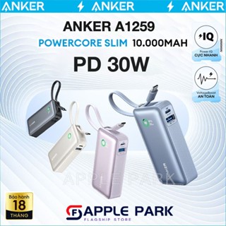  Sạc dự phòng Anker A1259 10000mAh 30W Kèm Cáp Type C in out hỗ trợ PD PPS QC,Cho Laptop 15 Pro 14 13 12 iPad vv,BH 12T 