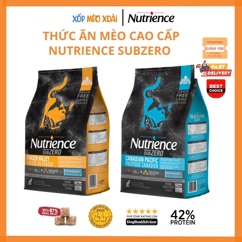 Thức Ăn Hạt Cho Mèo NUTRIENCE SUBZERO Grain-free - Gà Tây, Cá hồi, Cá biển cao cấp, rau củ và trái cây tự nhiên