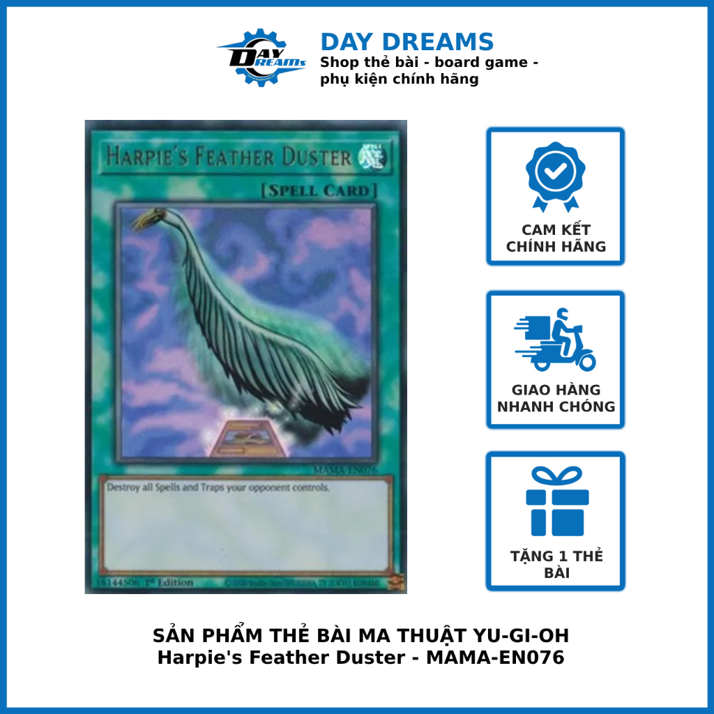 Thẻ bài Yugioh!: Harpie's Feather Duster (alternate art) - MAMA-EN076 - Ultra Rare 1st Edition