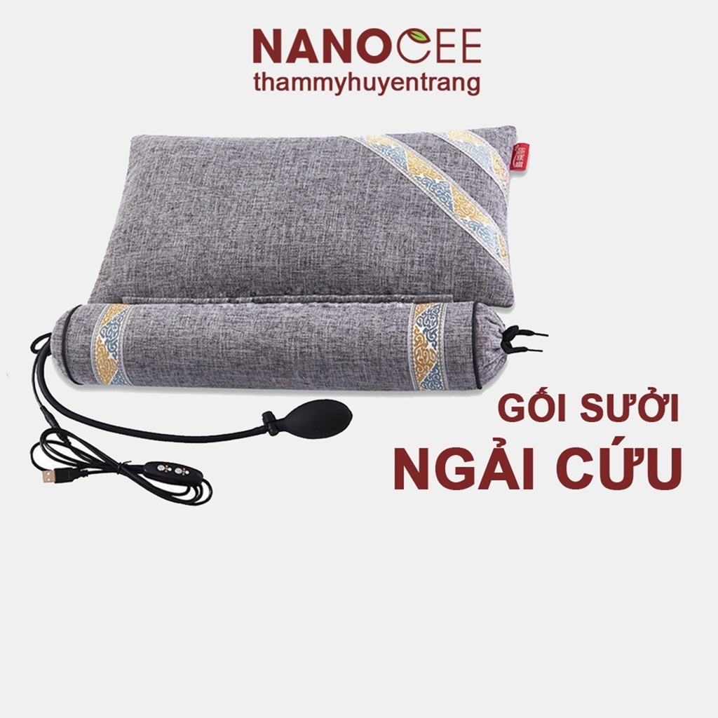 Gối Sưởi Điện, Gối Ngải Cứu Thảo Dược 2 IN 1 Chườm Nóng Giảm Mệt Mỏi, Chống Gù Thư Giãn Giảm Mệt Mỏi Bác Sĩ Khuyên Dùng