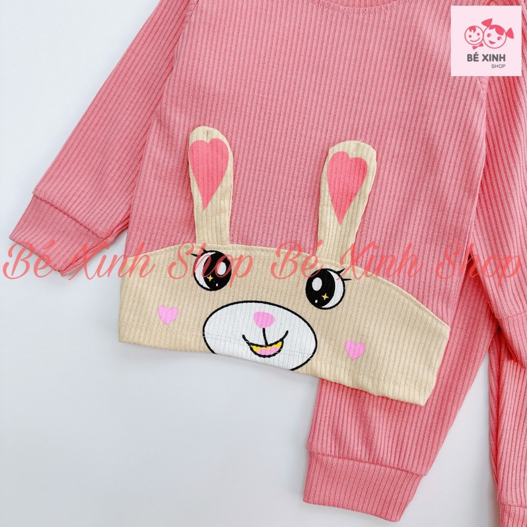 Bộ Quần Áo Dài Tay Thu Đông Cho Trẻ Em Bé Trai Bé Gái 8-18kg  Set Bộ Tay Dài Len Tăm Cho Bé Trai Gái DÀI PHỐI BỤNG