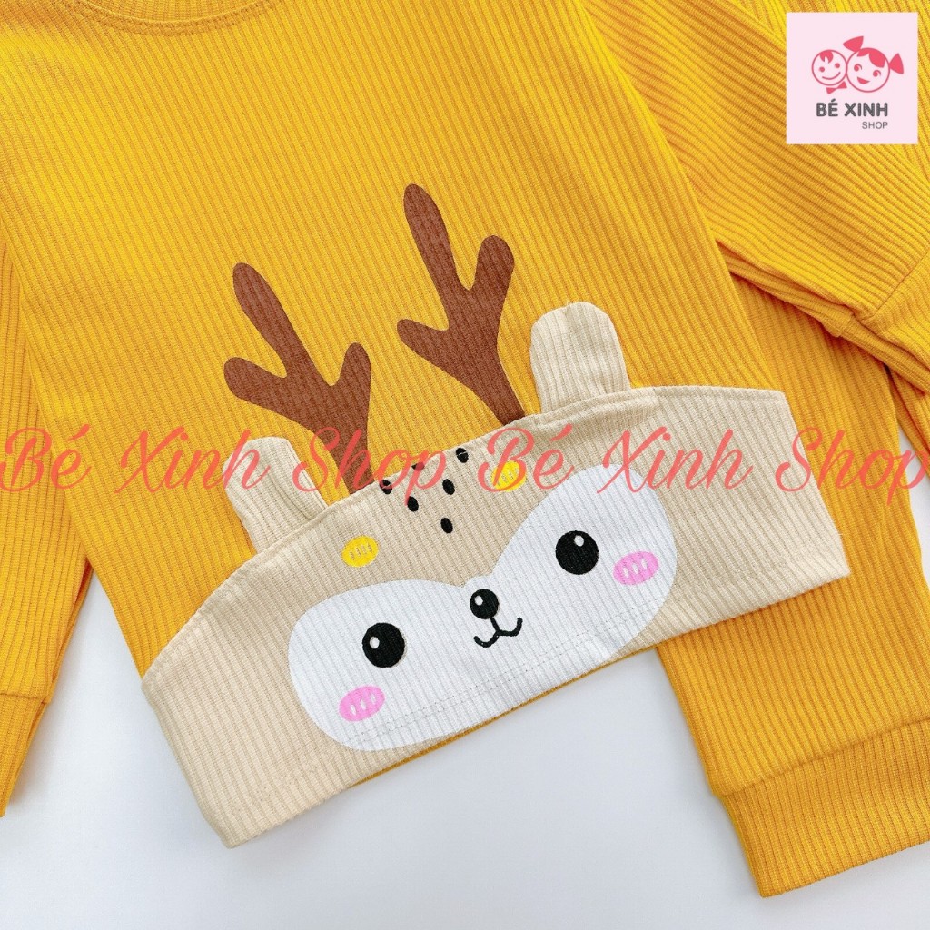 Bộ Quần Áo Dài Tay Thu Đông Cho Trẻ Em Bé Trai Bé Gái 8-18kg  Set Bộ Tay Dài Len Tăm Cho Bé Trai Gái DÀI PHỐI BỤNG