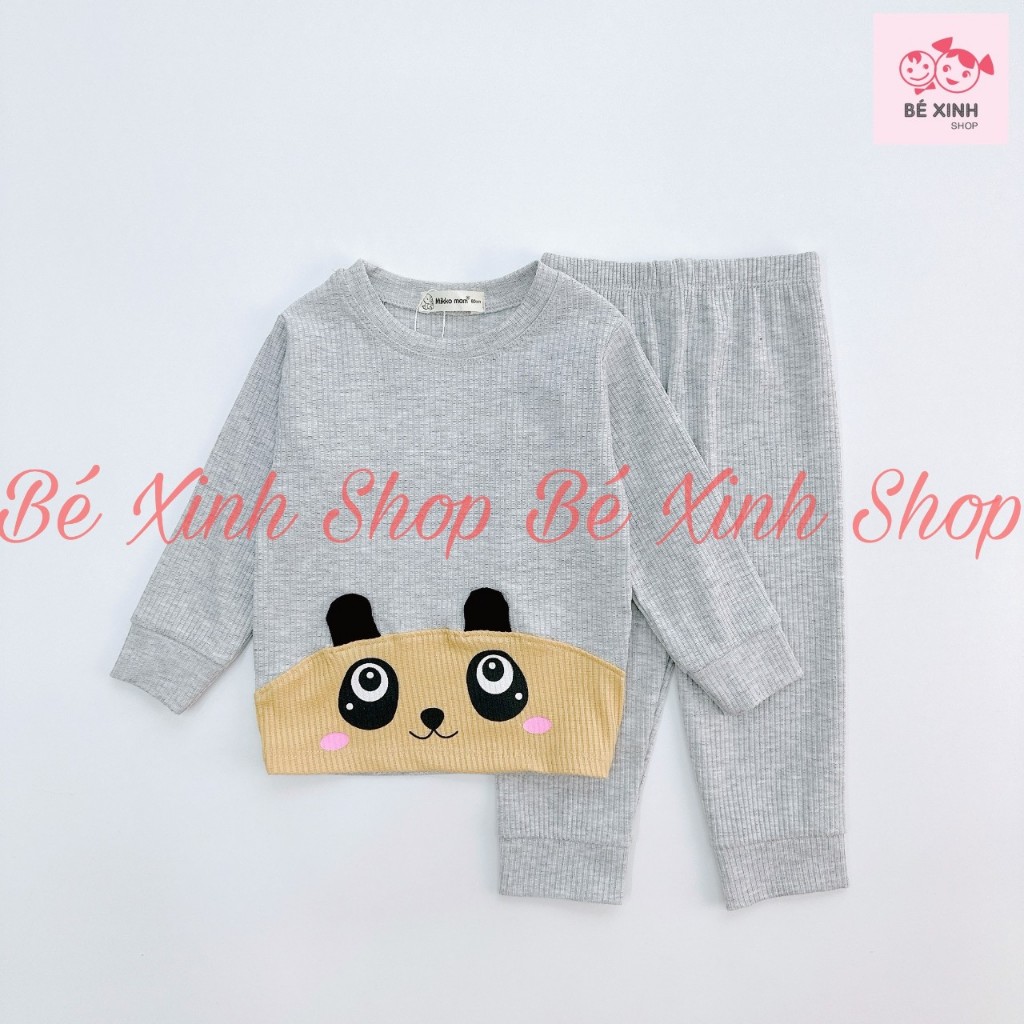 Bộ Quần Áo Dài Tay Thu Đông Cho Trẻ Em Bé Trai Bé Gái 8-18kg  Set Bộ Tay Dài Len Tăm Cho Bé Trai Gái DÀI PHỐI BỤNG