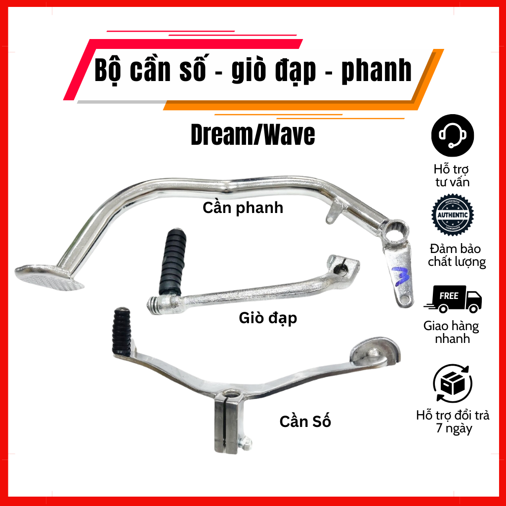 [Freeship] Bộ 3 món cần số - giò đạp - đạp phanh xe máy Dream ,Wave