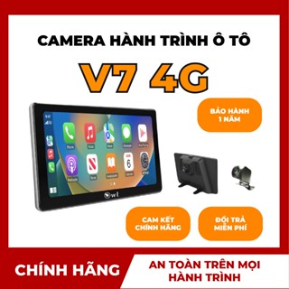 Camera hành trình kiêm màn hình Android V7 4G, Cảnh báo tốc độ, cam phạt nguội, ghi hình trước sau lùi xe có vạch kẻ