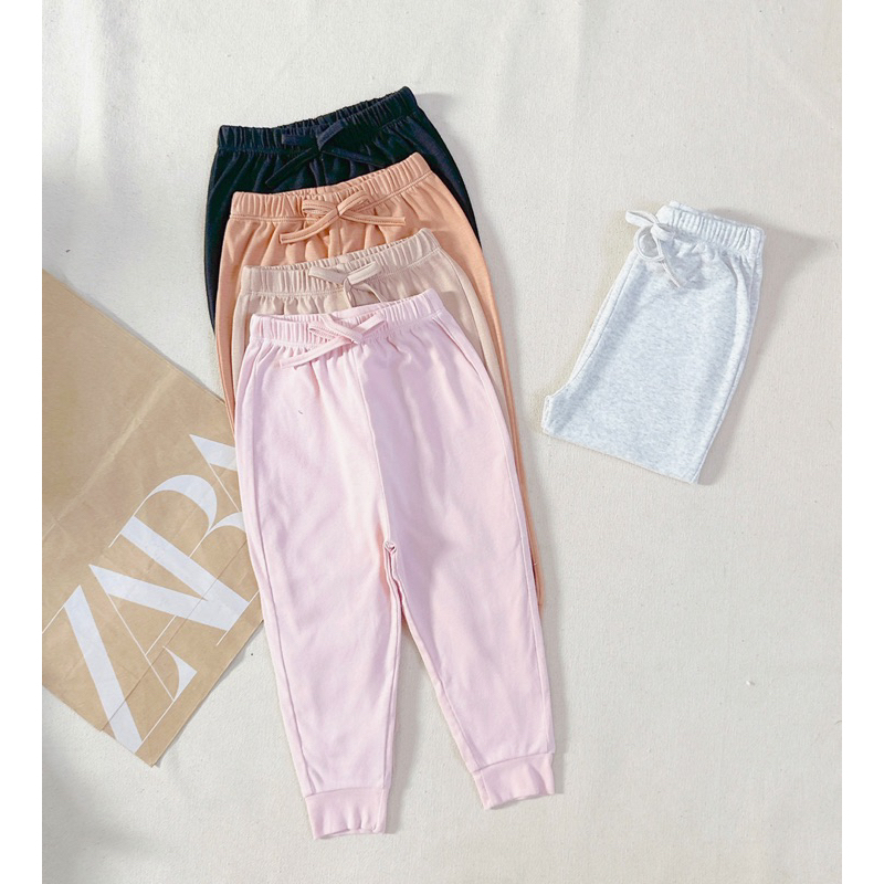 Set 5 quần dài cotton vải xuất cho bé gái siêu đẹp size từ 12-24 cân