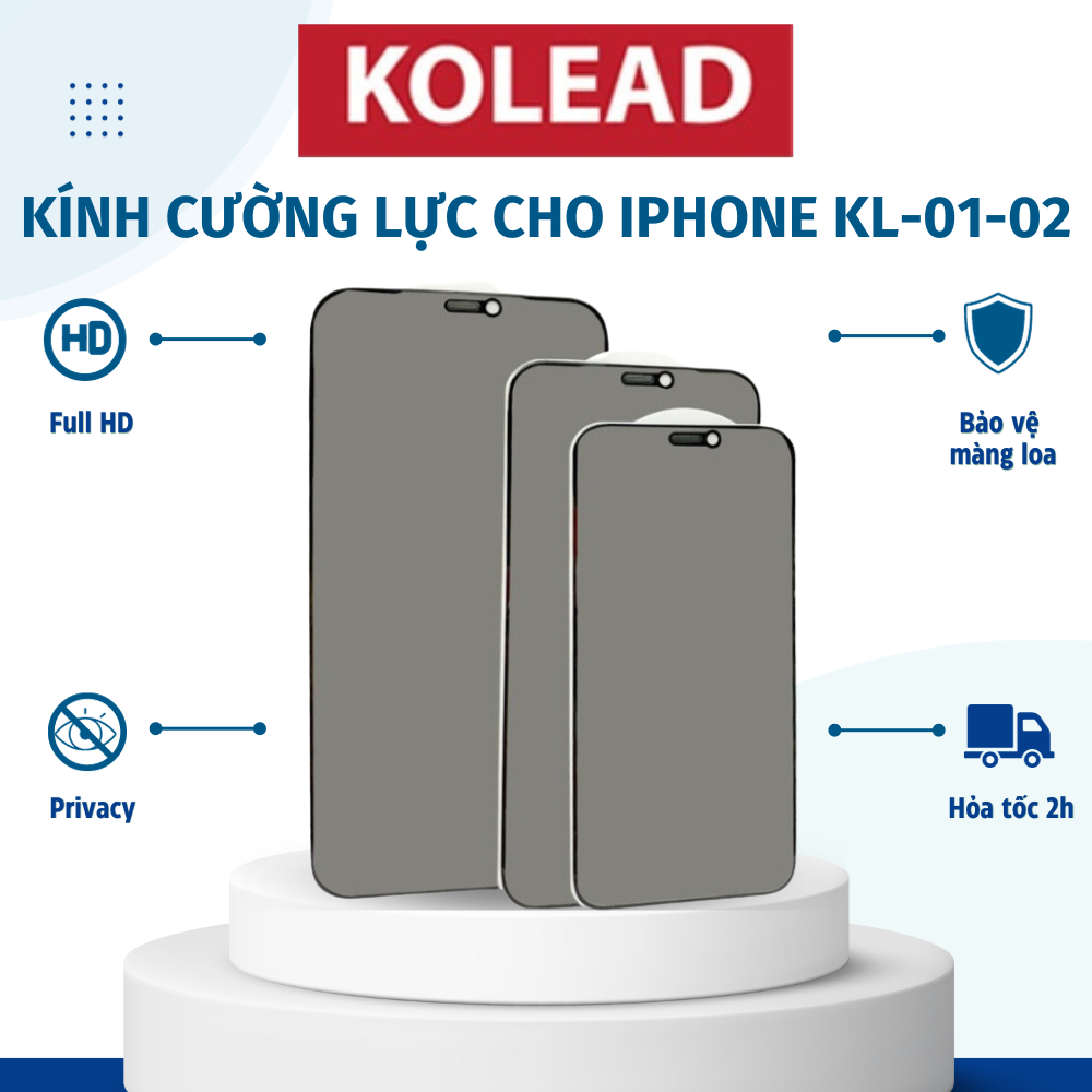 [BẢO VỆ MÀNG LOA] Kính cường lực FULL MÀN HÌNH KOLEAD KL01-02 cho iphone 7plus/8/8plus/x/xr/xs/11/12/13/14/pro/max
