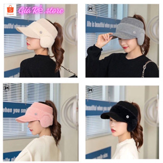 Mũ len BỊT TAI ,hở chóp  Giữ Ấm Tai Thời Trang Thu Đông :