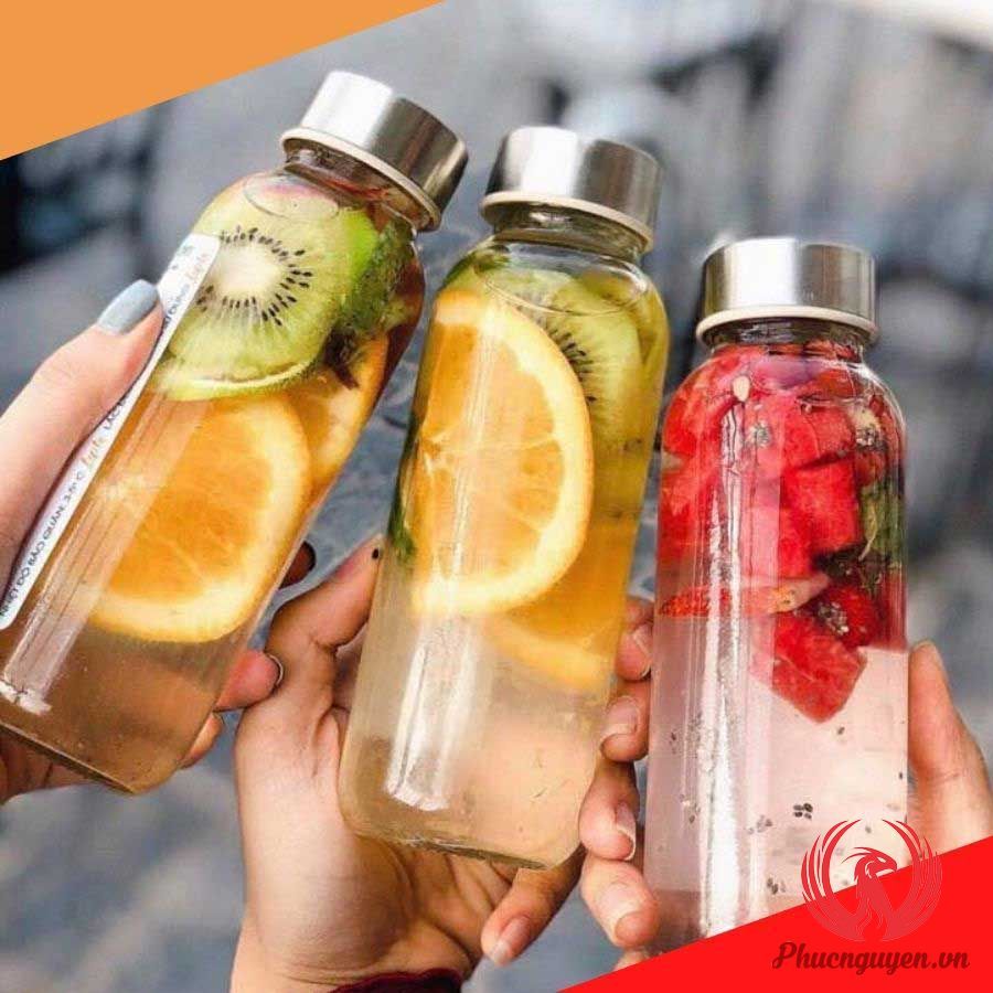 Chai thủy tinh detox 500ml có dây xách - Giá Xưởng