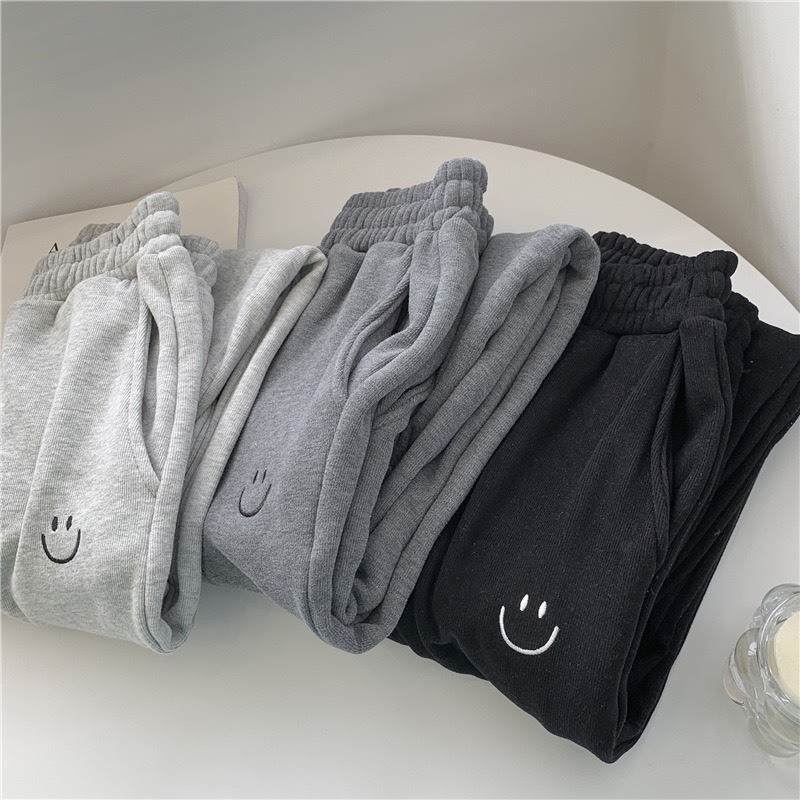 Quần Jogger Thể Thao Nữ Quần nam Thêu mặt cười cạp chun dài co giãn, thoải mái - Thời trang nam hot trend - g5.shop M03