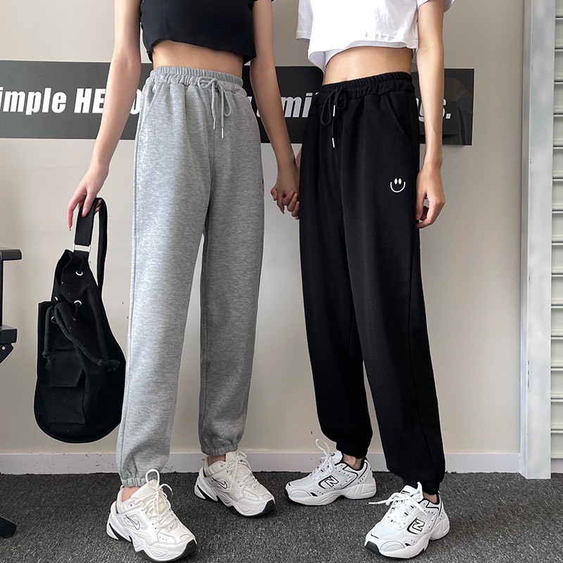 Quần Jogger Thể Thao Nữ Quần nam Thêu mặt cười cạp chun dài co giãn, thoải mái - Thời trang nam hot trend - g5.shop M03