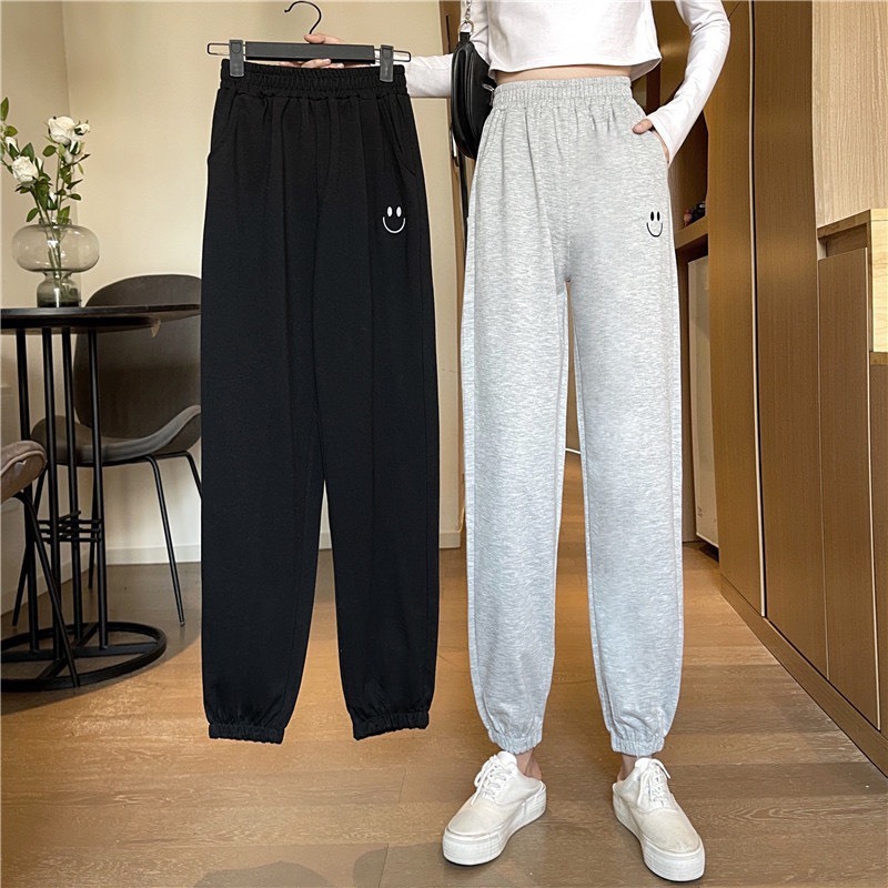 Quần Jogger Thể Thao Nữ Quần nam Thêu mặt cười cạp chun dài co giãn, thoải mái - Thời trang nam hot trend - g5.shop M03