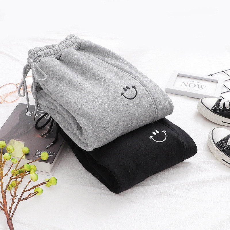 Quần Jogger Thể Thao Nữ Quần nam Thêu mặt cười cạp chun dài co giãn, thoải mái - Thời trang nam hot trend - g5.shop M03