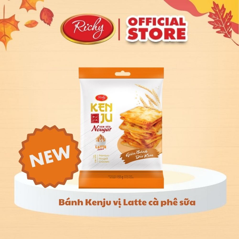 Bánh quy Kenju Richy nhân latte hương vị mới túi 155g (10 bánh)