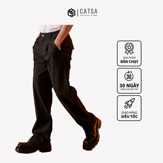 Quần tây nam ống rộng CATSA form Baggy phong cách Hàn Quốc vải cao cấp co giãn QTD072-073