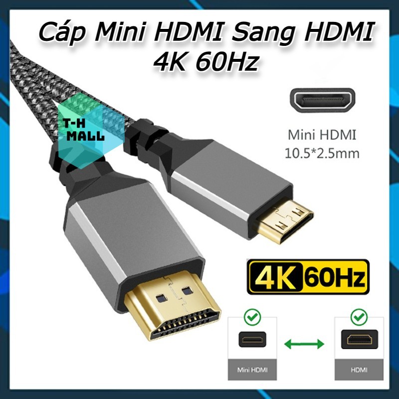 Cáp Chuyển Đổi Video Mini HDMI Sang HDMI Dài 1M / 2M / 3M 4k 60Hz 1080P 120Hz Cho HDMI Laptop HDTV Máy Chụp Hình