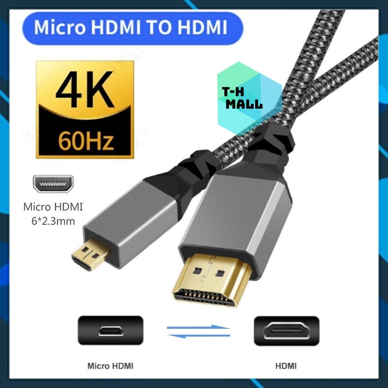 Cáp Chuyển Đổi Video Micro HDMI Sang HDMI Dài 1.5M / 3M 4K 60Hz 1080P 120HZ cho Máy Tính Máy Ảnh