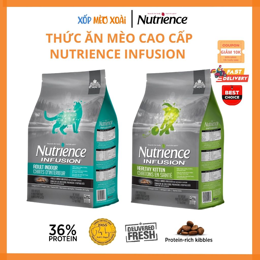 Thức Ăn Hạt NUTRIENCE INFUSION Cho Mèo Con, Mèo Trưởng Thành - Thịt gà và rau củ trái cây tự nhiên