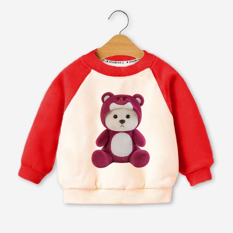 Áo nỉ dài tay chất da cá dày dặn in hình thú 5D 4 màu cho bé