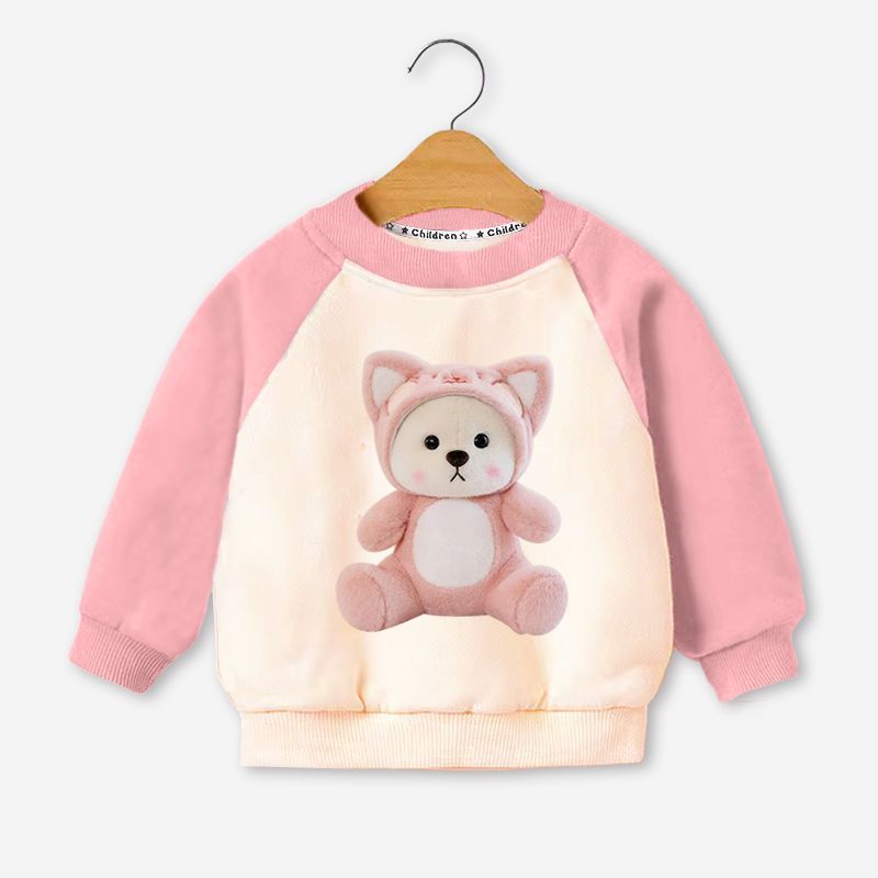 Áo nỉ dài tay chất da cá dày dặn in hình thú 5D 4 màu cho bé