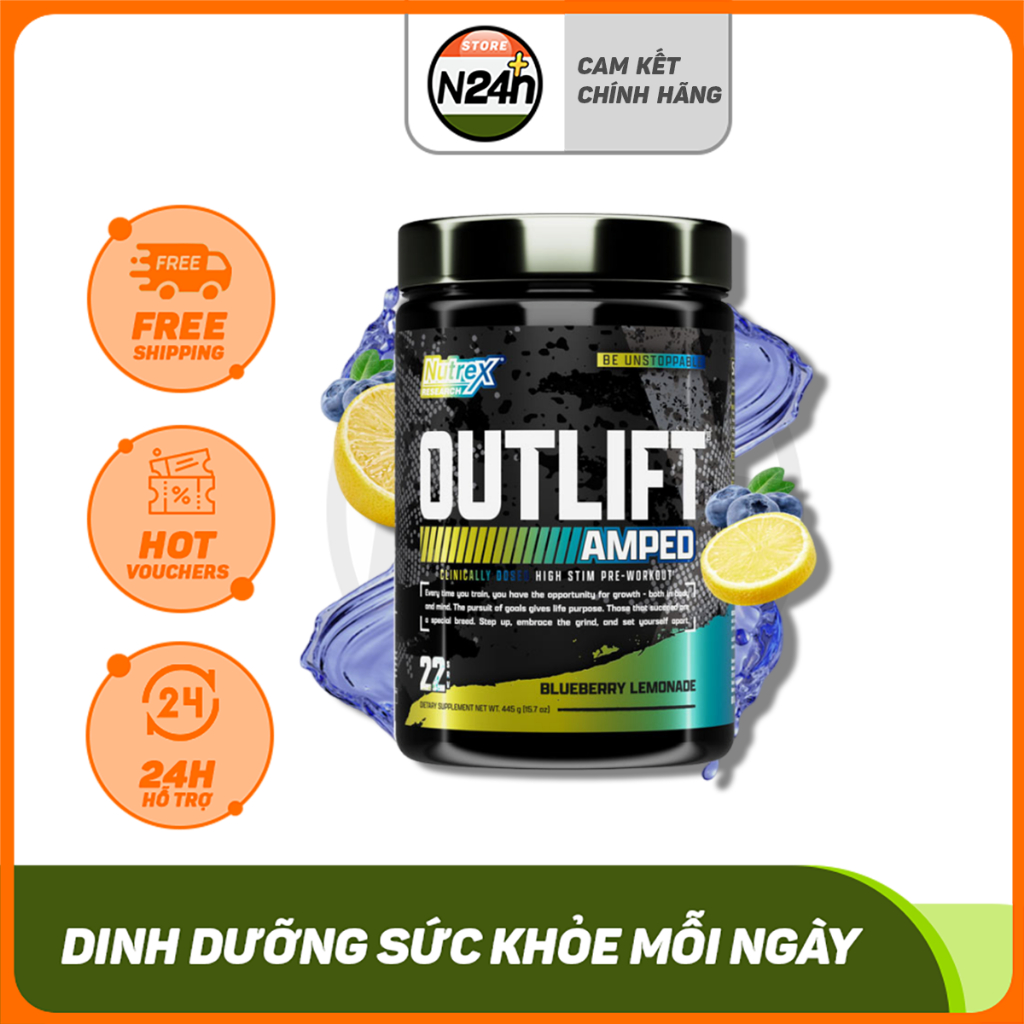 NUTREX OUTLIFT AMPED HIGH STIM PRE 22SER Tăng Sức Mạnh Tập Trung Tỉnh Táo