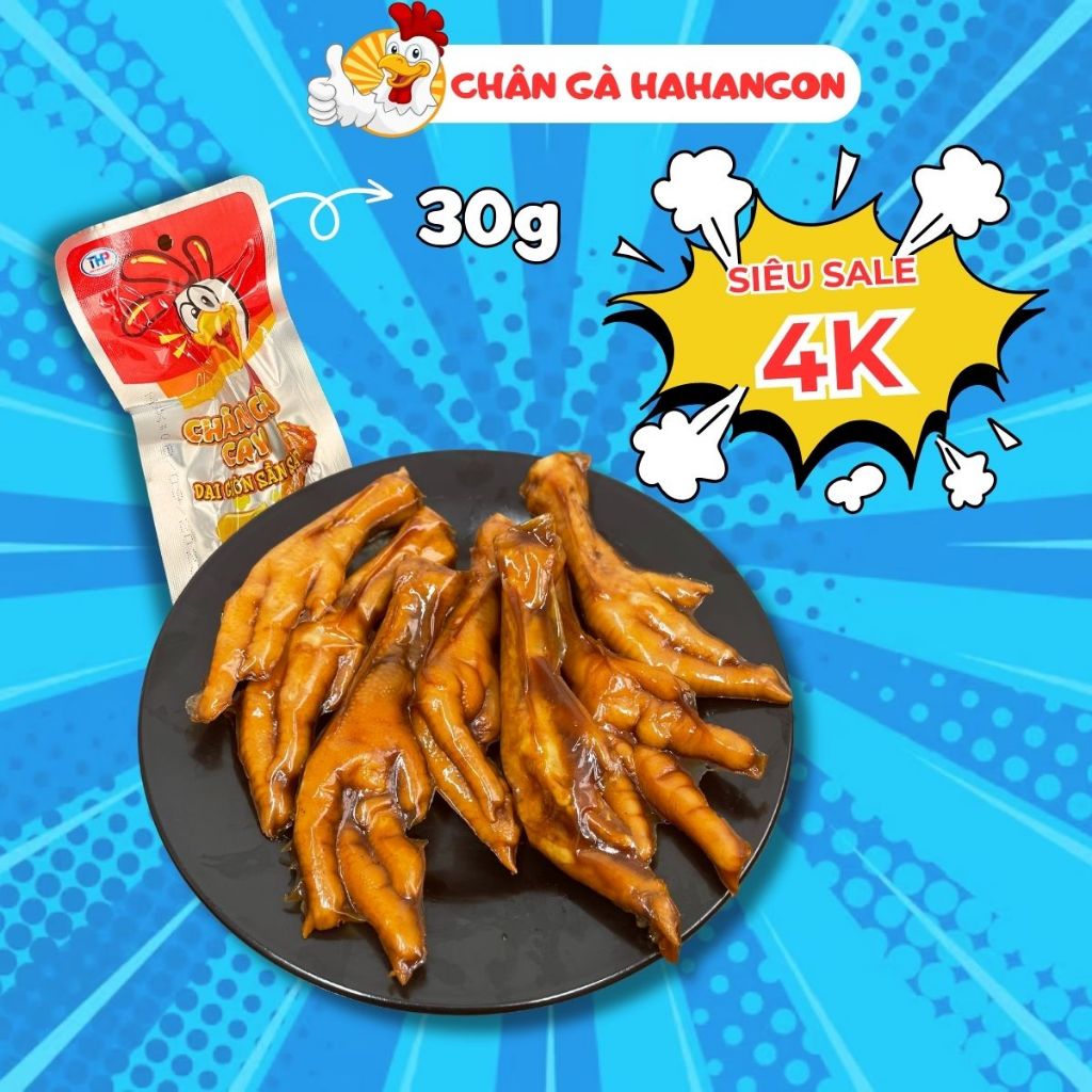 Chân Gà Cay HAHANGON Siêu Ngon Dai Giòn Sần Sật Gói 30gr Tiện Lợi