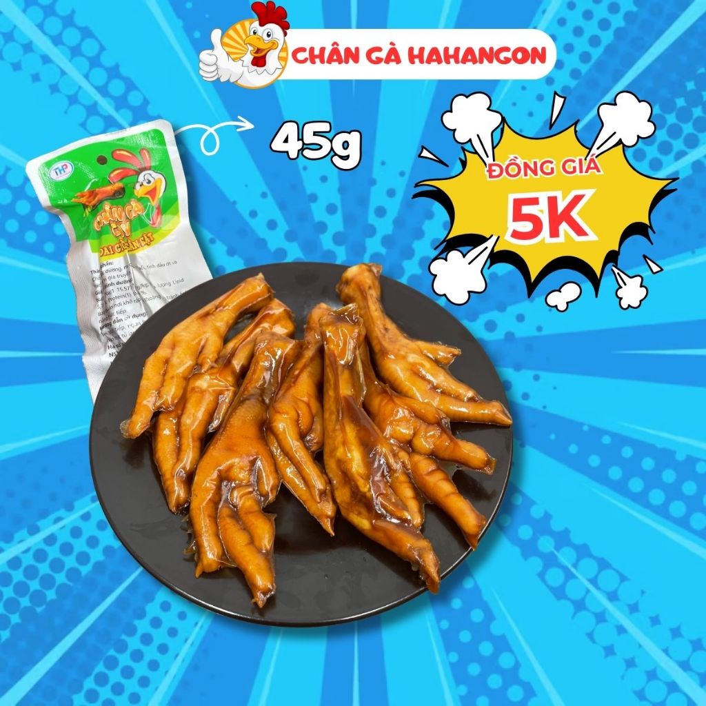 Chân Gà Cay HAHANGON Giòn Giòn Đậm Đà Dày Thịt Gói 45gr Tiện Lợi