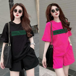 Set bộ đùi chất cotton su phom rộng mặc nhà thể nao cho nữ rẻ đẹp đơn giản bộ đồ mùa hè bigsize 40-75kg in chữ ngang