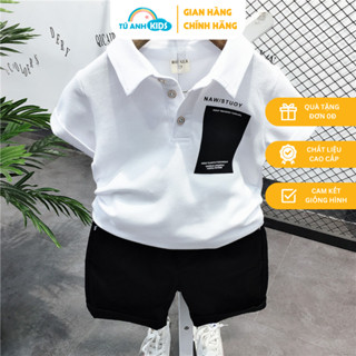 Set đồ bé trai NAWI áo polo ngắn tay trắng, quần jean phong cách Hàn Quốc thời trang trẻ em 1-7 tuổi (9-24kg)