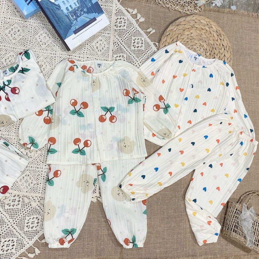 Đồ bộ quần áo dài tay bé gái - Bộ pijama bé gái QATE806 TB178 TB368