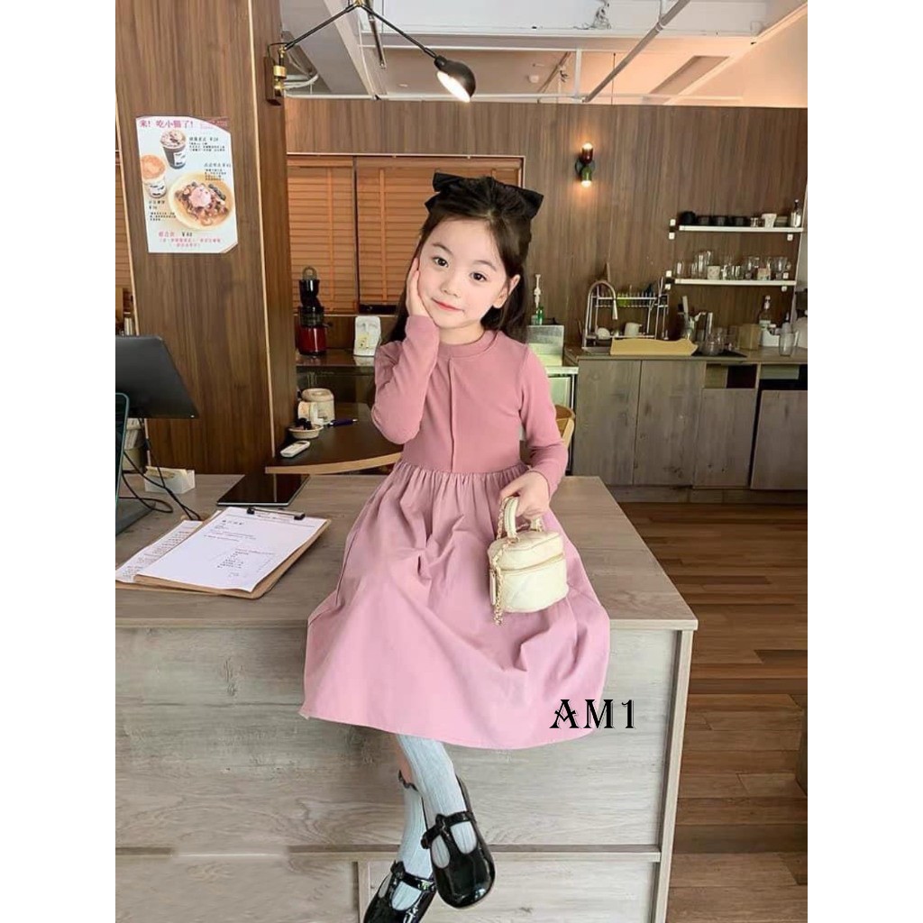 Váy bé gái TTR391 TTN392 Đầm bé gái liền zip phối chân váy thô