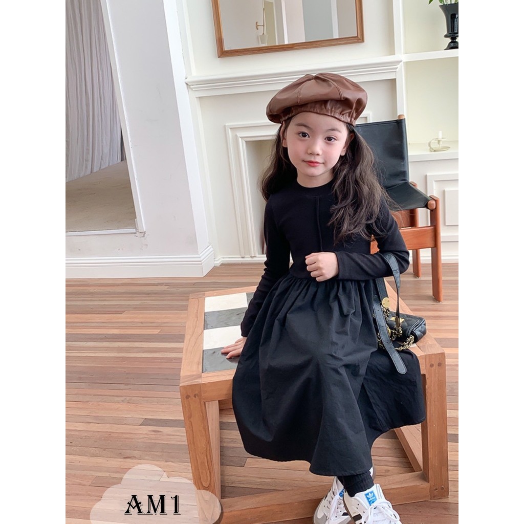 Váy bé gái TTR391 TTN392 Đầm bé gái liền zip phối chân váy thô