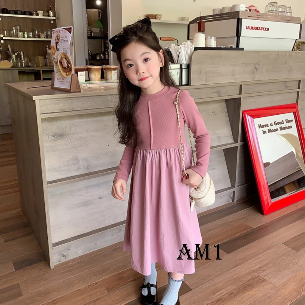 Váy bé gái TTR391 TTN392 Đầm bé gái liền zip phối chân váy thô