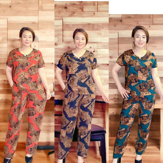 Bộ đồ chất cát lụa hàn cho mẹ cho bà - đồ trung niên quần dài hàng thiết kế