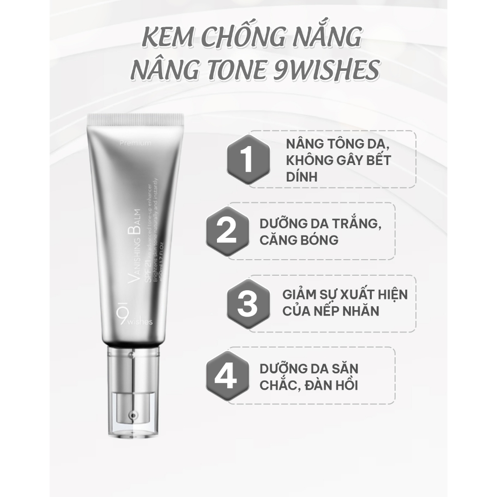 Kem  Nâng Tone Chống Nắng 9 Wishes Sun Moisturizer SPF50+ PA+++ MP14