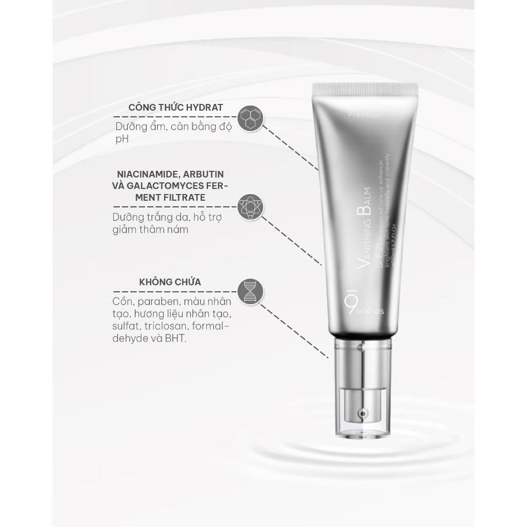 Kem  Nâng Tone Chống Nắng 9 Wishes Sun Moisturizer SPF50+ PA+++ MP14