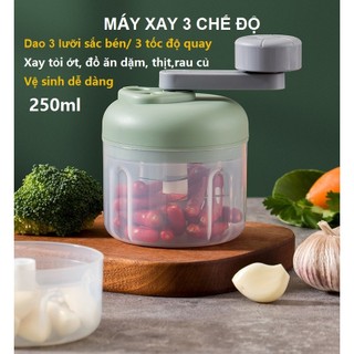 Máy xay tỏi ớt rau củ quay tay 3 chế độ nhanh chậm dung tích 250ml, xay đồ ăn dặm cho bé rất tiện dụng