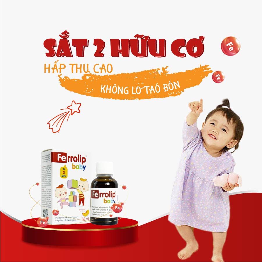 Sắt nước nhỏ giọt hữu cơ cho bé FERROLIP baby dễ hấp thu, không gây táo bón 30ML