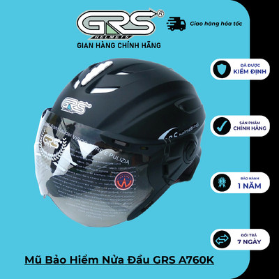 Nón bảo hiểm nửa đầu kèm kính GRS A760K