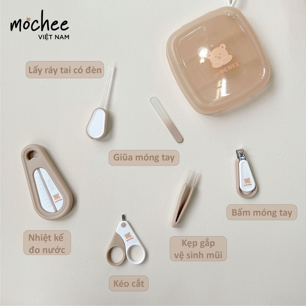 Bộ Dụng Cụ Bấm Móng Tay Cho Bé Mochee, Bộ Cắt Móng Đa Năng Nhiều Món