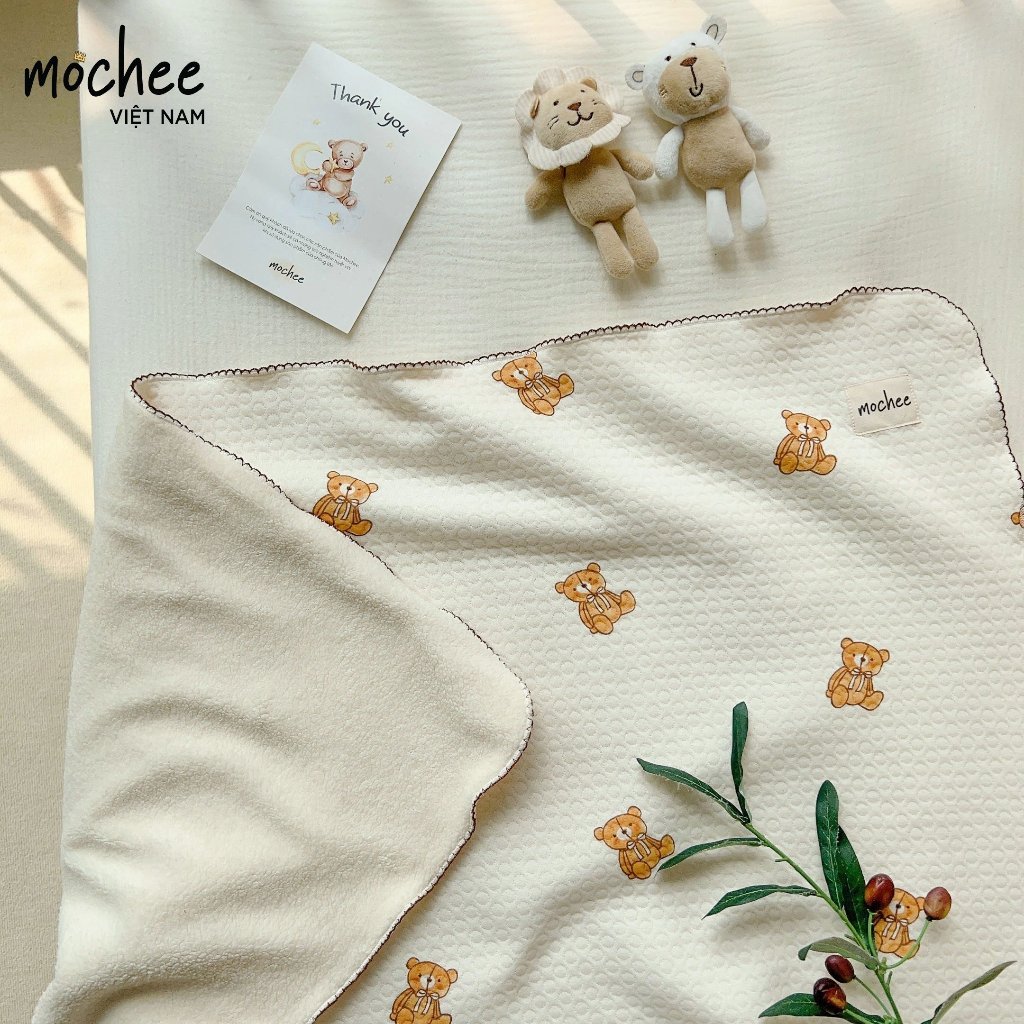 [Mochee] Chăn Lụa Cotton Mochee Mềm Thoáng Khí Cho Bé