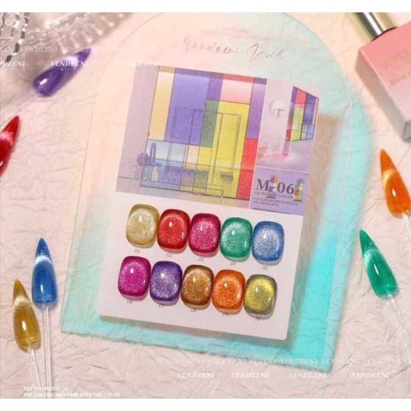 Sét mắt mèo 9D 15ml  tặng bảng màu và nam chân