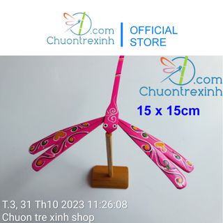 Quà lưu niệm Bộ chuồn chuồn tre size 15cm có chân đế